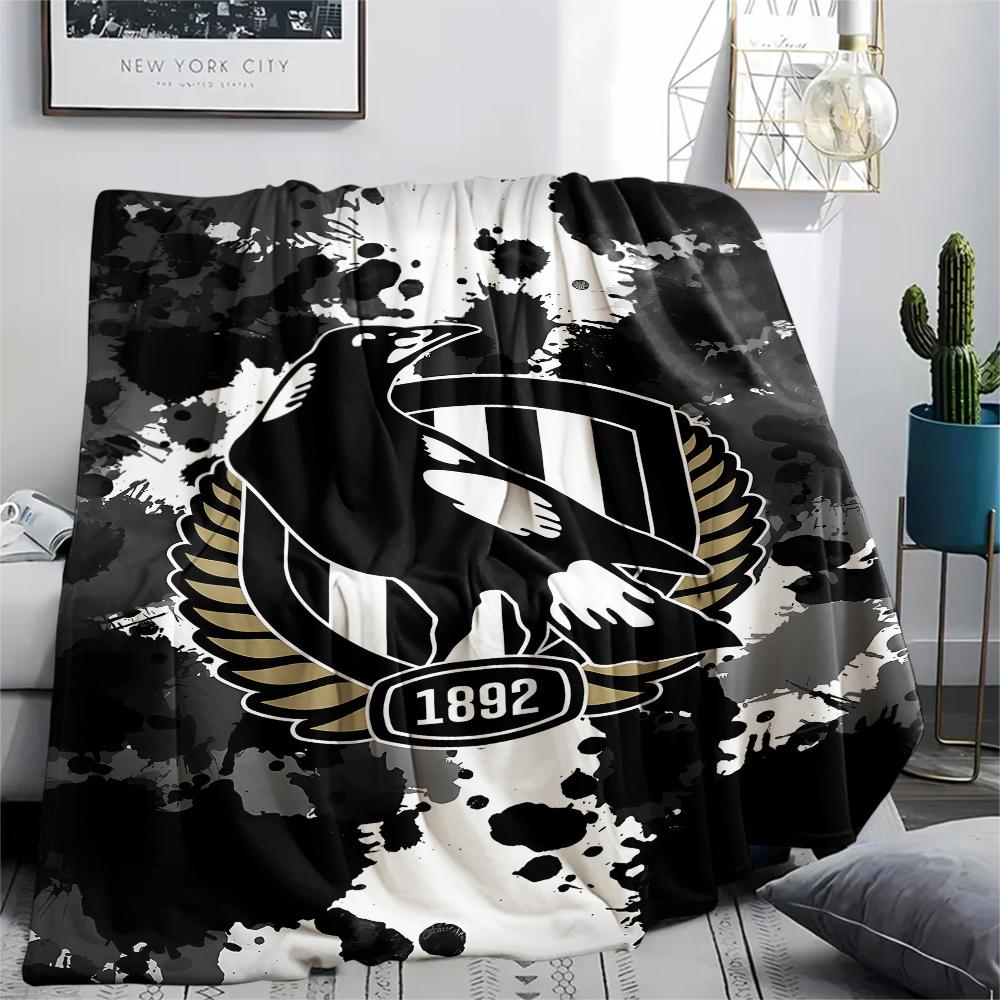1PC Collingwood Football Club Print Flannel Blanket, High quality All Seasons, Home Decor, Warmth and Comfort, Perfect for Christmas Gifts