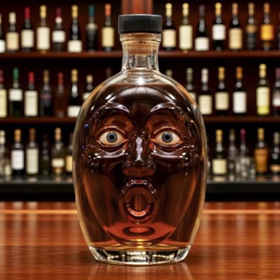 Pumpkin Wine Bottle with Human Face Creepy Cute Spooky Wine Bottle Unique Evil Smirks Fun Face Bottle for Halloween