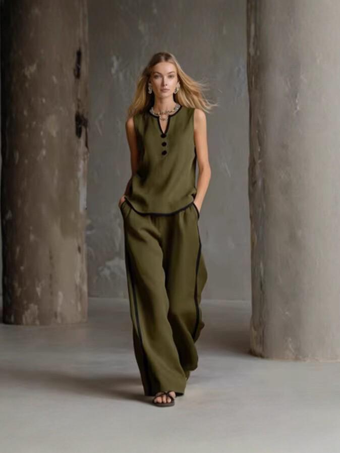 Ärmelloses Button-Casual-Zweiteiler-Set für Damen, Frühjahr/Sommer 2026