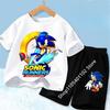 Fashion Anime Children's T-shirt Set Sonics The Hedgehog Top Short Sleeve + Shorts Two-piece Set Girls Boys Cosplay Costume