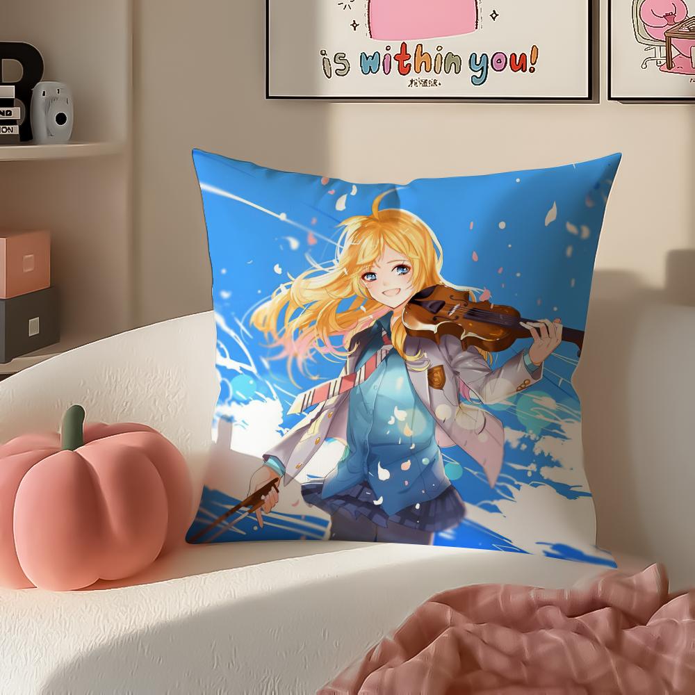 

Melancholic Anime YYour Lie in April Cushion Cover Pillowcase Short Plush Invisible zipper Room Sofa Cushion Cover 30X30cm
