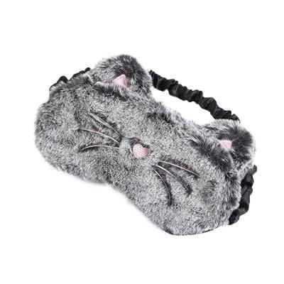Máscara de ojos de gato negro de peluche, linda máscara de ojos para dormir con forma de conejo de pasta de frijoles