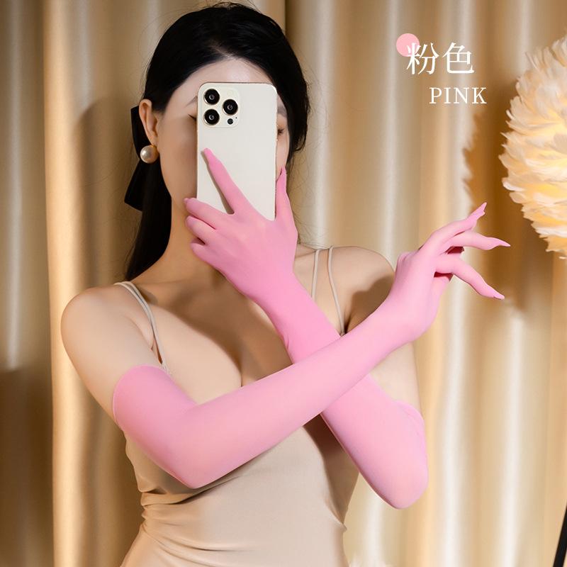 

Female interest D ultra-thin silky seamless gloves five-finger stockings sexy finger arm sunscreen long-sleeved gloves [seamless] five-finger gloves