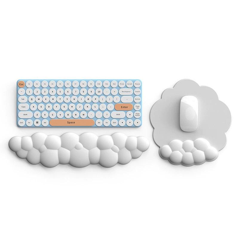 High-Value Silicone Cloud Wrist Rest Mouse Pad and Keyboard Support - Office Essential
