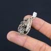 925 Sterling Silver Natural Turritella Agate Art Deco Engagement Bezel Pendant