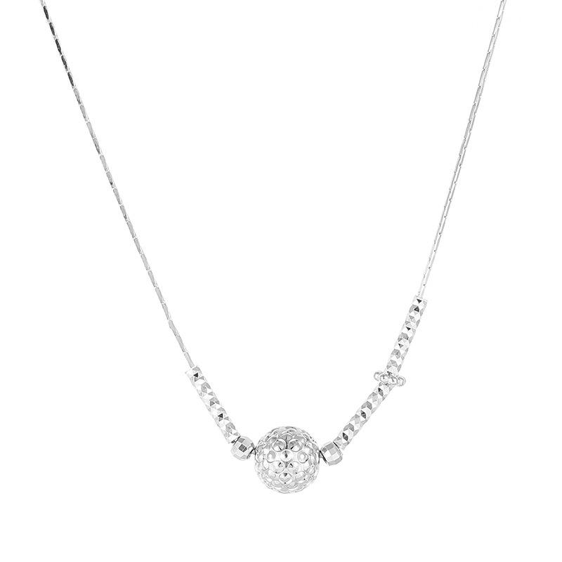 Cui Yan S925 Sterling Silver Korean-Style Carved Bead Necklace for Women - Simple, Everyday Choker.