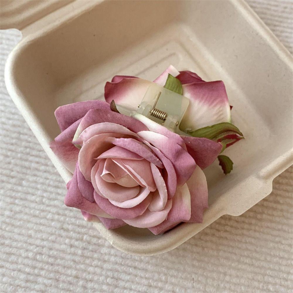 Ponytail Clip Rose Hair Clip Peony Flower Large Shark Clip Cute Flower Hair Claw  Daily