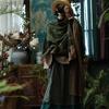Vintage Patchwork Coffee Green Cotton Linen Skirt with Raw Edge and Large Hem