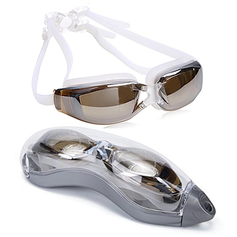 New swimming goggles and swimming equipment  Electroplated prescription swimming goggles for adults, waterproof and anti-fog silicone swim glasses
