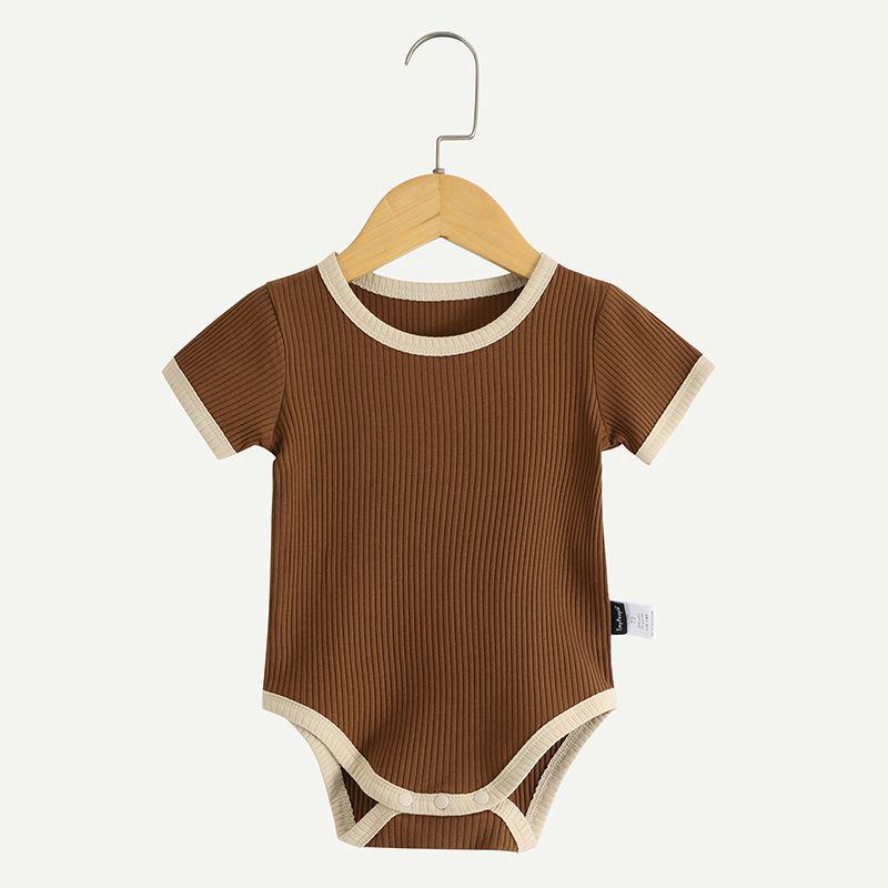 Retro-Style Infant Girl Triangle Romper - Lightweight and Trendy Color Block Design for Spring/Summer