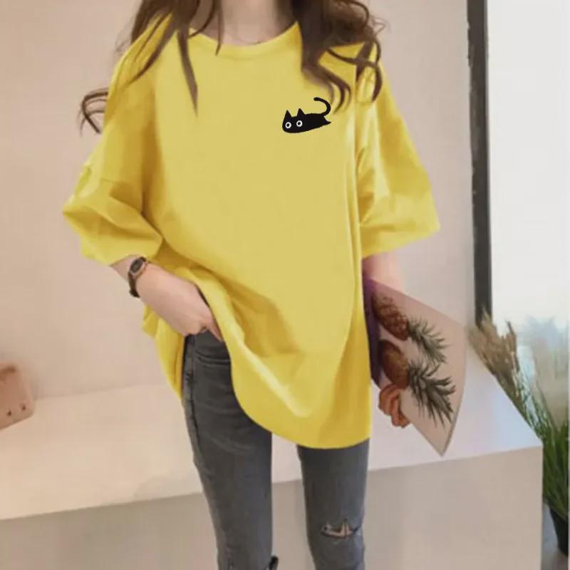 Women's Trendy Loose Round Neck Printed T-Shirt - Summer Lazy Style