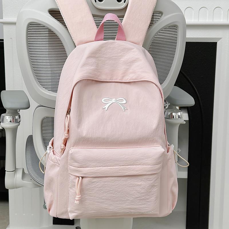 Schultasche Koreanische Version ins einfarbiger Rucksack Damen einfacher Rucksack mit großer Kapazität Schleife Schülerschultasche modisch vielseitig Freizeitrucksack