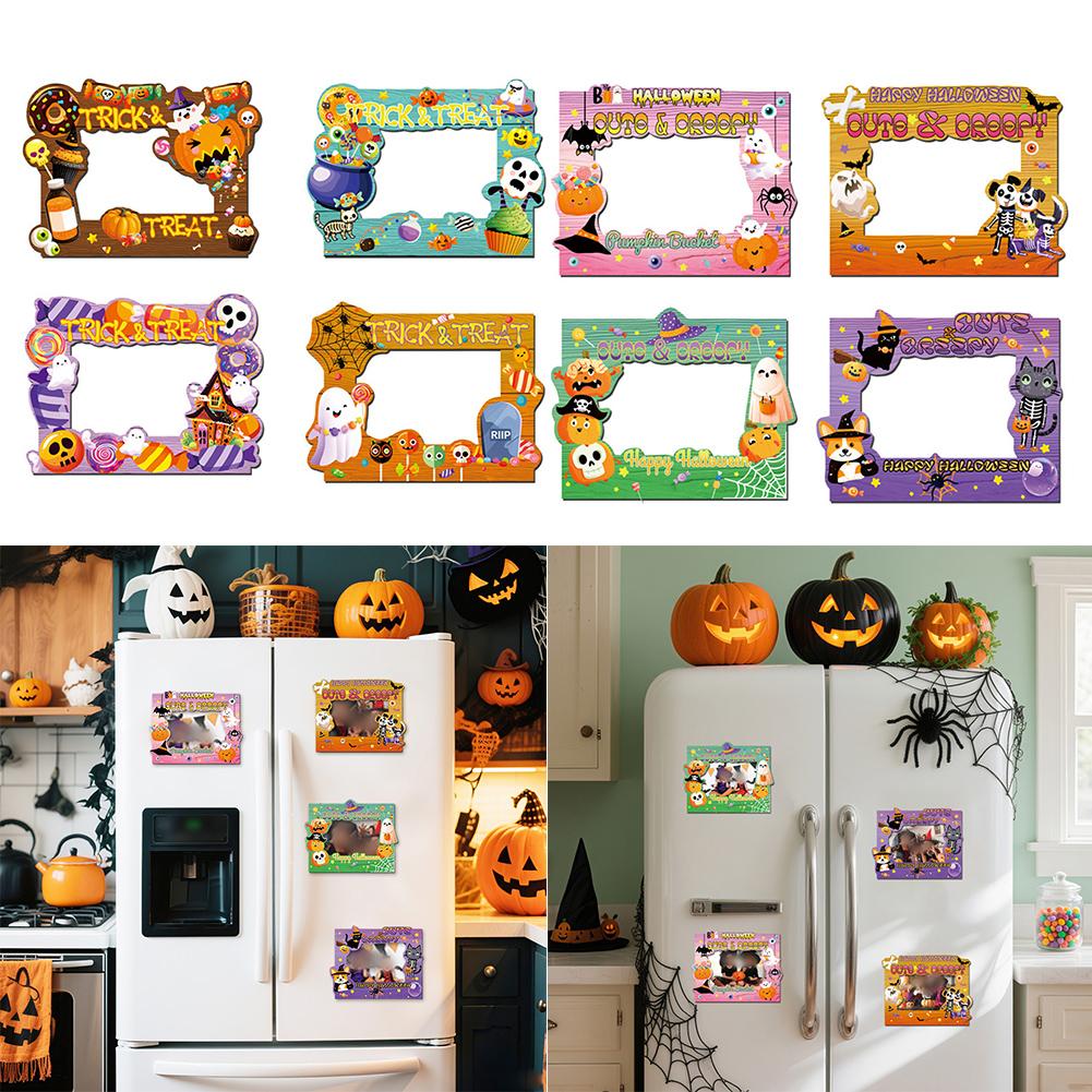4pcs Halloween Magnetic Picture Frame Stickers 15x20cm Decorative Photo Holders For Fridge Or Metal-Surface Display Home Decor