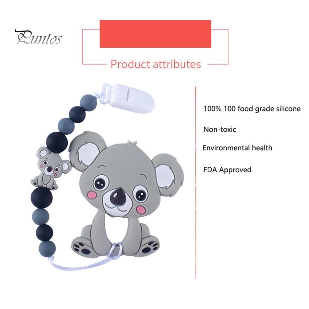 Puntos Cartoon Baby Food Grade Silikon Koala Beißring Schnuller Clip Kette Zahnen Spielzeug