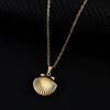 Shell Style Photo Box Pendant Necklace with Cross Mirror Stainless Steel Polished Surface on Flat Chain
