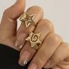  Stainless Steel Star Rings Set Hypoallergenic Spiral Minimalist Jewelry Mirror Polish Wedding Party Daily