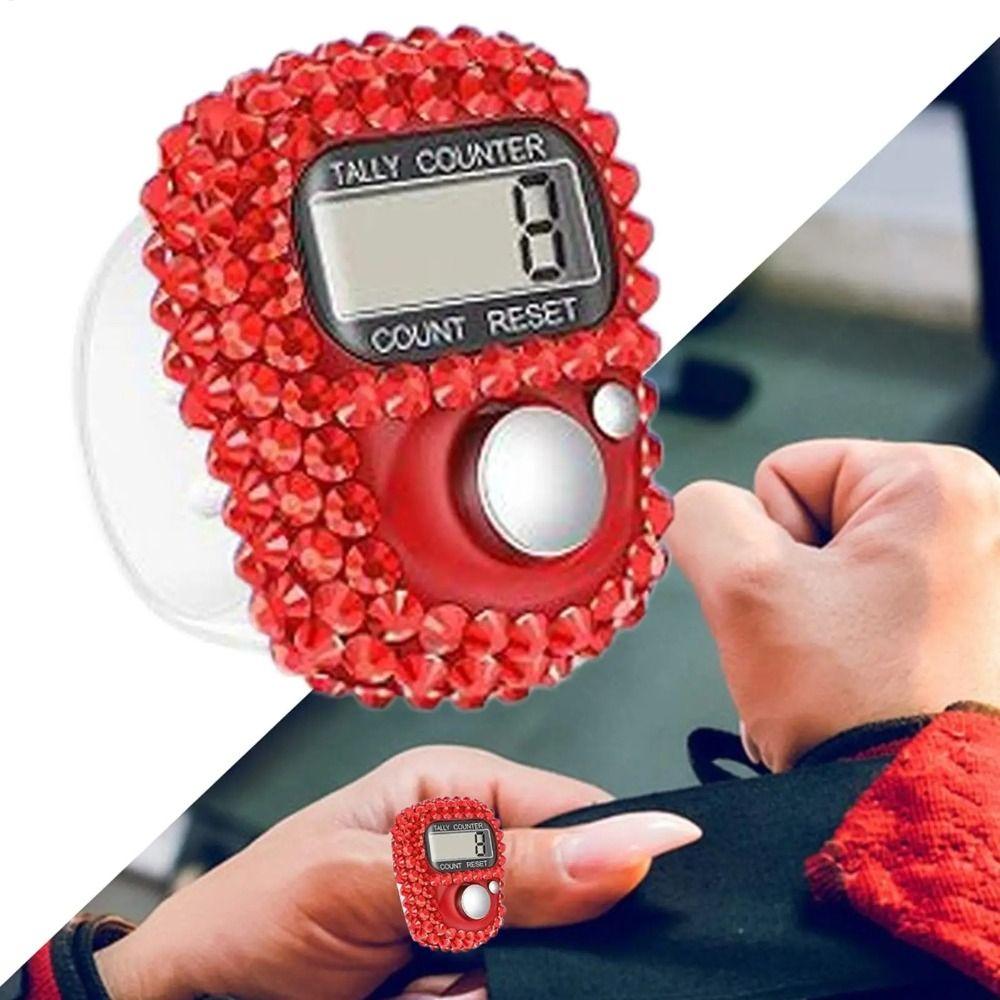 Digitaler Klickzähler mit Diamant-Dekor, verstellbarer Riemen, Klicker für Zählungen, Personen zählen