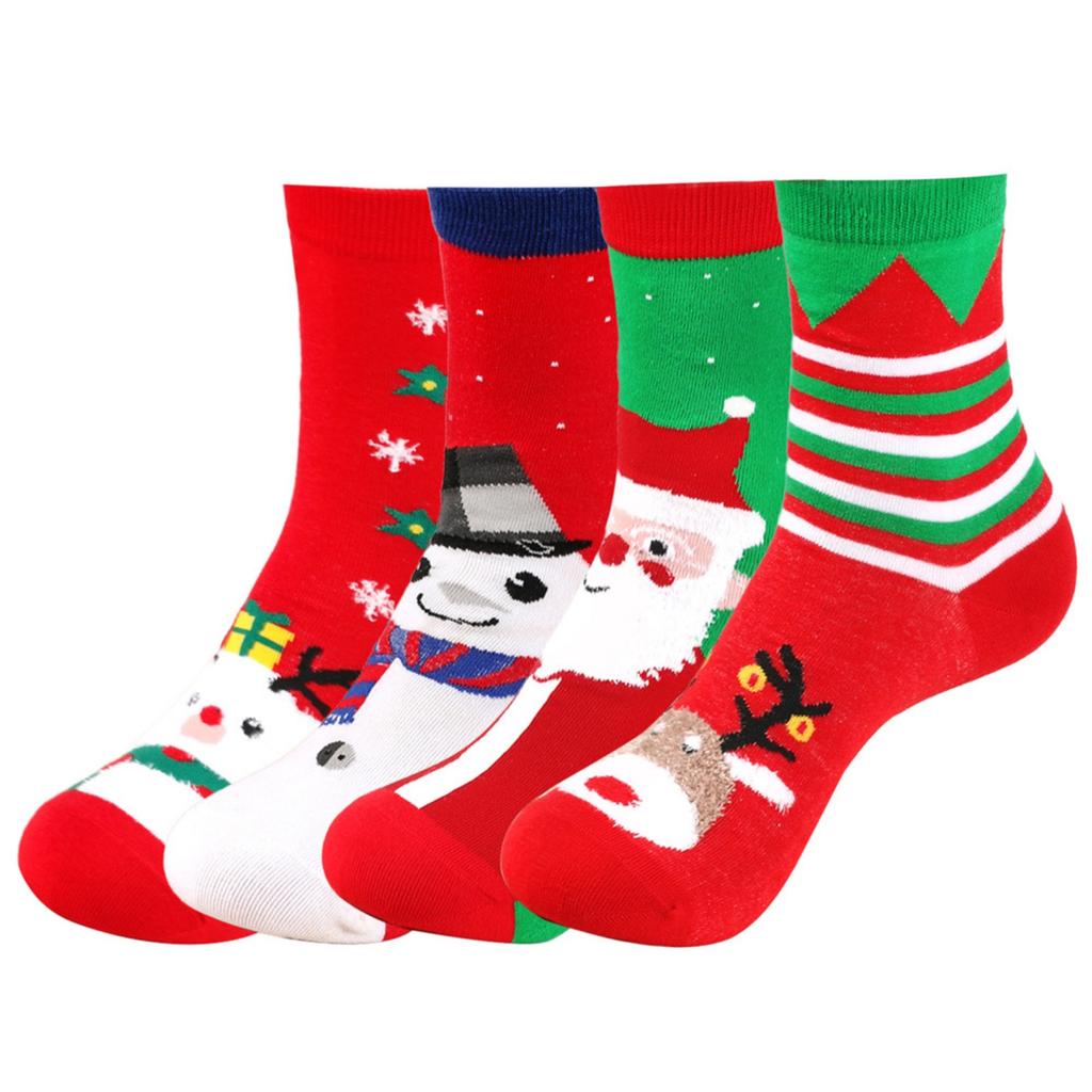 Cute Cartoon Mid-calf Cotton Socks With Christmas Elk Snowman And Sock Patterns