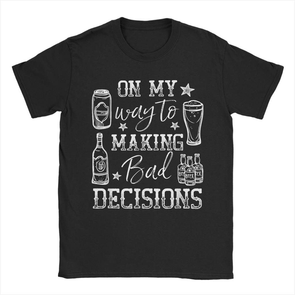 On My Way to Make Some Bad Decisions Funny Skeleton TShirts for Unisex Fun Cotton Tees Crewneck Short Sleeve T Shirt Gift