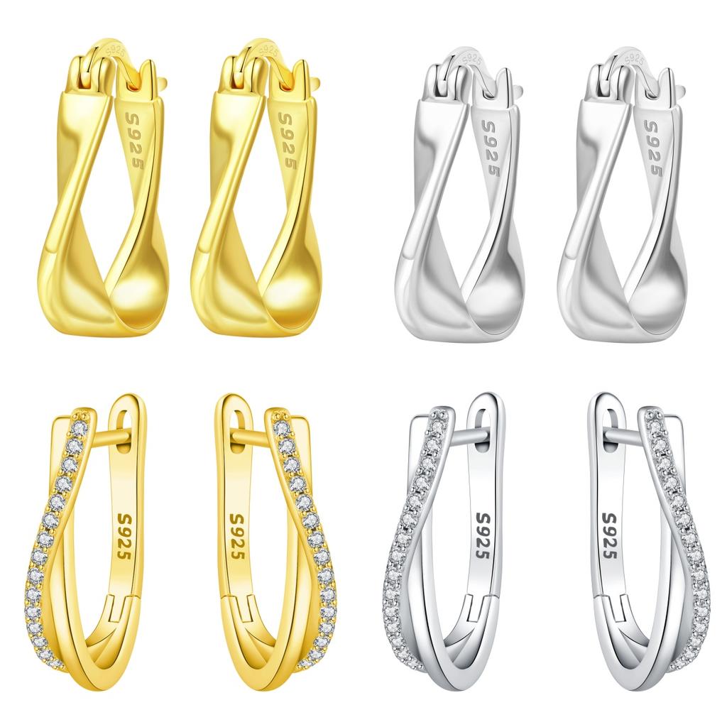 Orstarry S925 Silver Earring Versatile and Stylish Twisted Cord Earrings For Women Birthday Gift Silver Jewelry