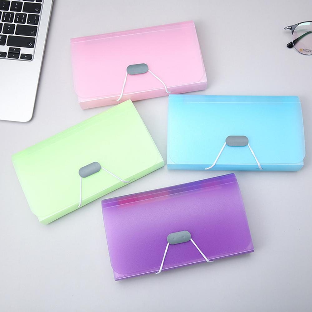 1PC 13 Cell A6 Mini Lanyard Organ Bag Office File Storage Candy Color Ticket Folder Transparent Folder