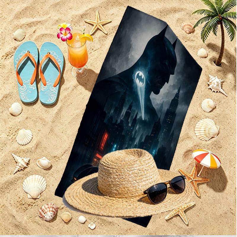 Toalha de Praia com Estampa do Batman, Toalha de Praia Versátil Leve Absorvente para Piscina Surf Yoga Banheiro, Perfeita para Presente de Aniversário Feriado
