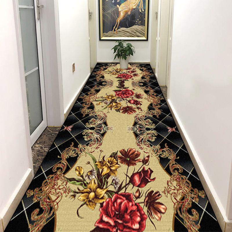European Retro Floral Living Room Hall Carpet Stairway Hallway Stairs Home Decoration Corridor Aisle Runner Rug Kitchen Mat