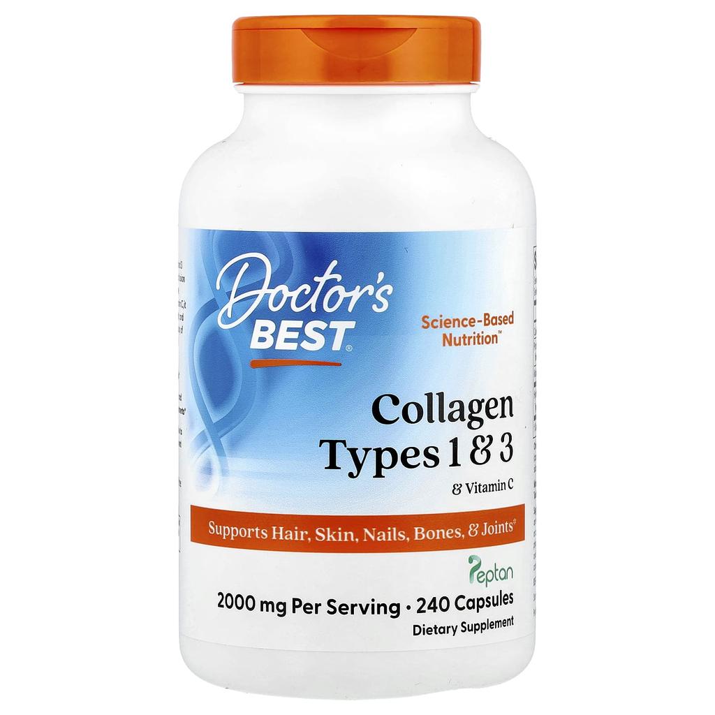 Doctor'S Best, Collagen Type 1, Type 3 and Vitamin C, 240 Tablets