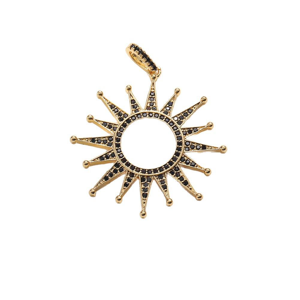 Trendy Sun Pendant Copper Gold-Plated Drip Oil DIY Jewelry: Necklace, Bracelet, Earring Accessories for Women