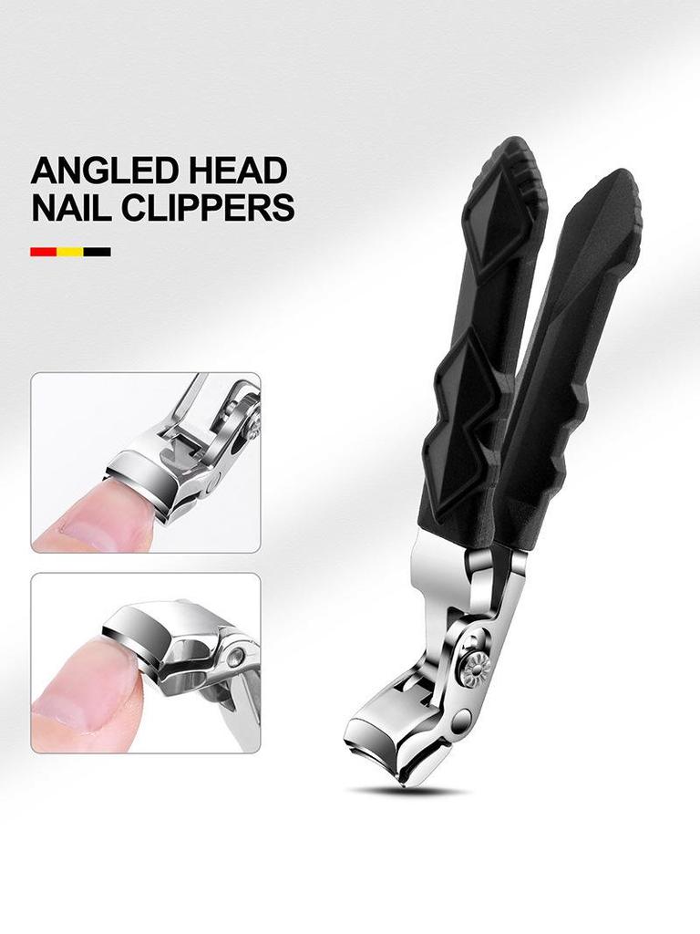 Stainless Steel Long Handle Curved Nail Clipper with Large Grip