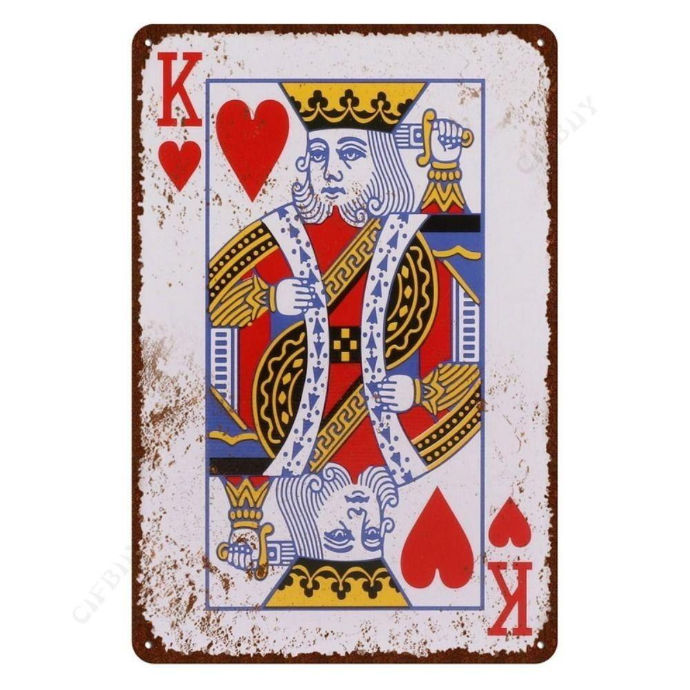 Spelkortsposter på väggen, metallplatta 20x30cm