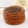 Women Men Punk Style Cool Leather Bangle Knitting Wide Cuff Handmade Bracelet