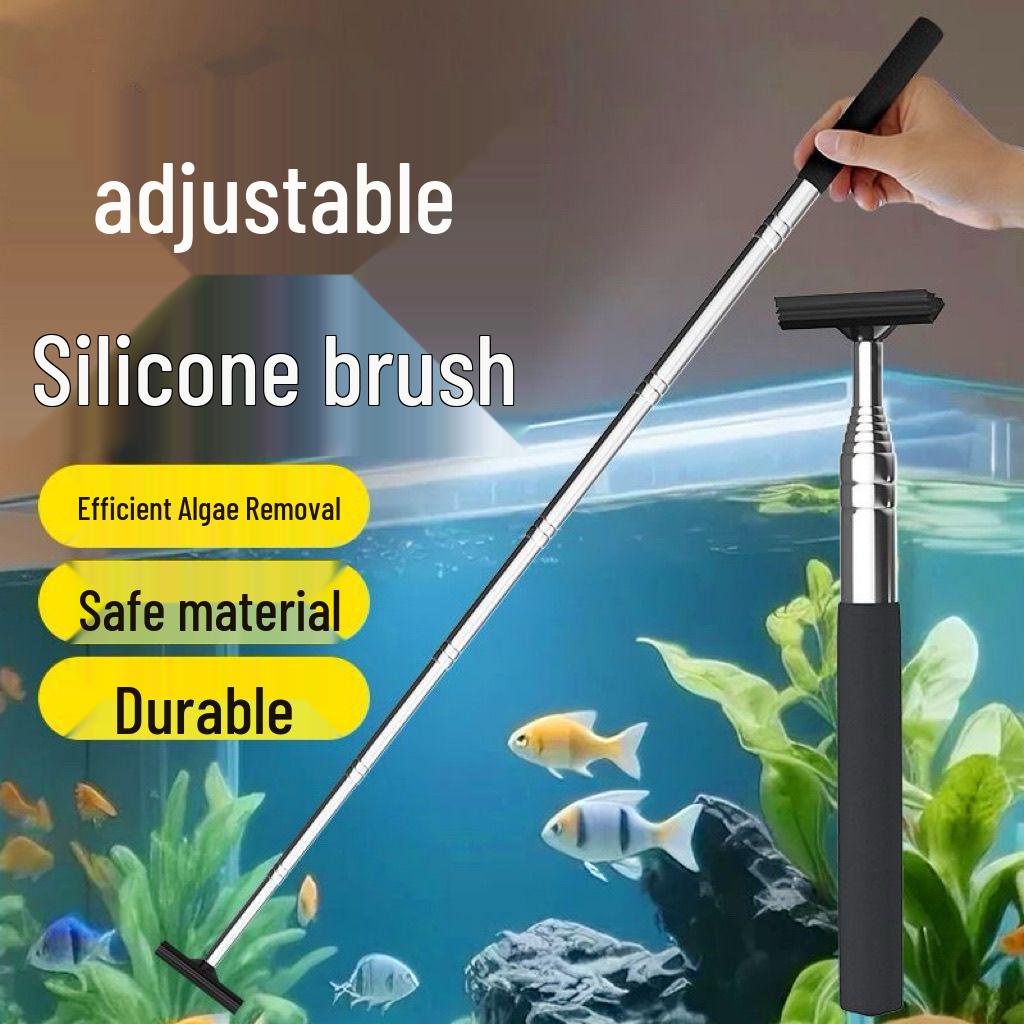 Long Handle Telescopic Algae Scraper for Fish Tank - Safe and Effective Cleaning Tool Stainless Steel Cleaning Scraper Set [Pink]