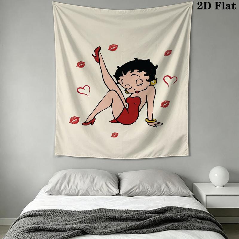 betty boop Wall Tapestry Aesthetic Wall Hanging Printed Fabric Blanket Decorative Tapestries for Bedroom Living Room Home Decor