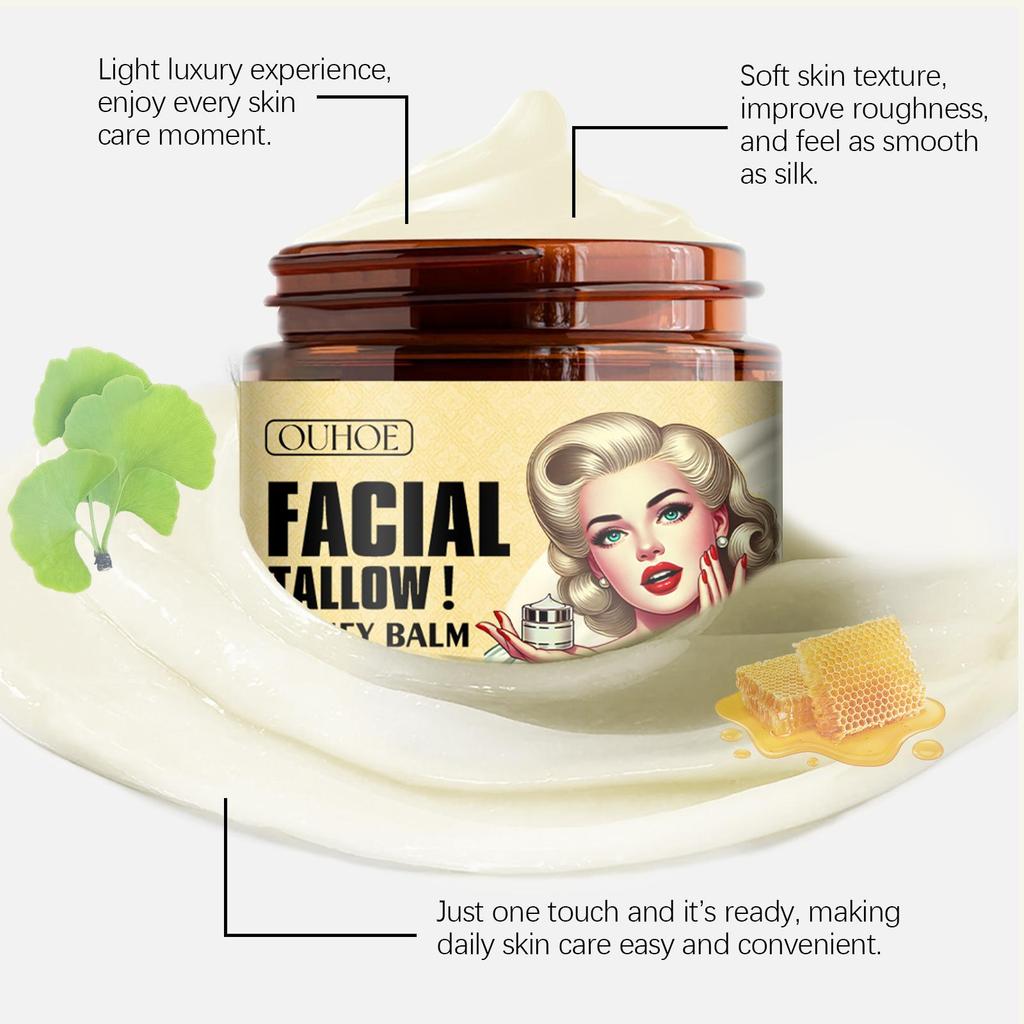 Beef Tallow Honey Moisturizer/Ginseng Cream Moistrizing Nourishing Hydrating Brightening Face Skin Rejuvenation Korean Cosmetics