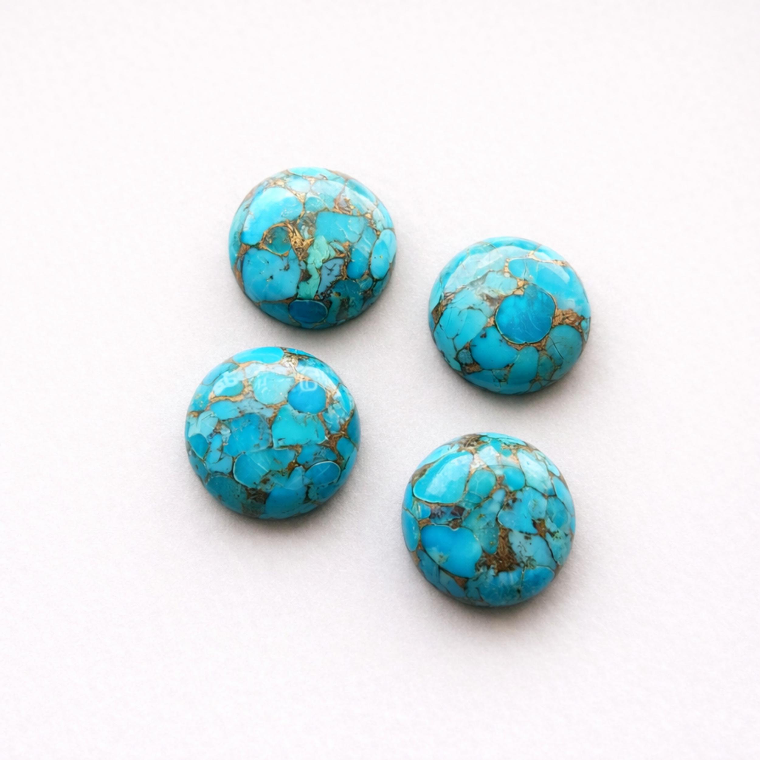Бирюзовые кабошоны круглой формы – Мозаичные камни из бирюзы синего цвета – Кабошоны с природной матрицей для изготовления ювелирных изделий 5mm синий