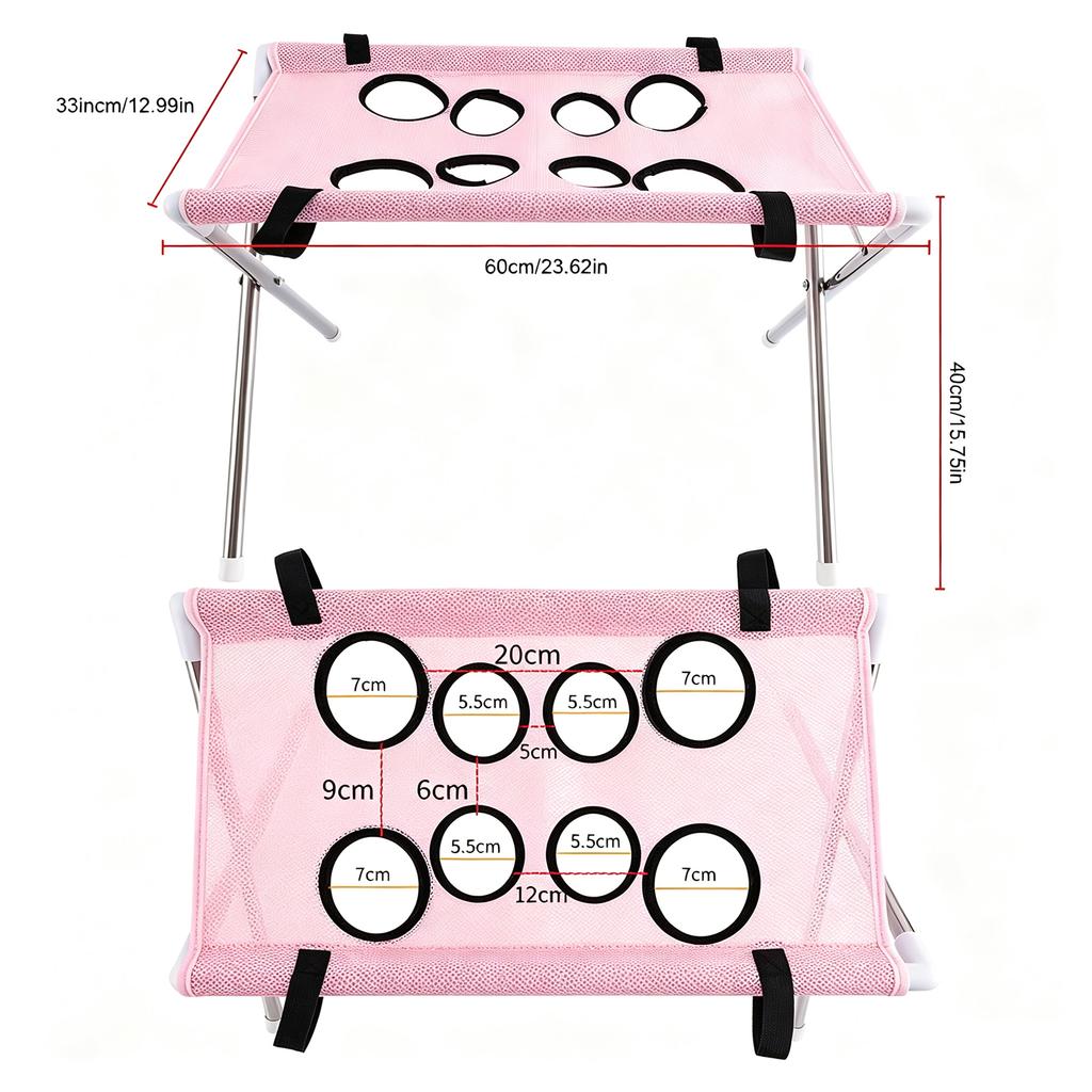 Foldable Pet Grooming Table Secure Strap Breathable Hanging Harness with Eight Holes for Picking Ears Nail Clipping Home