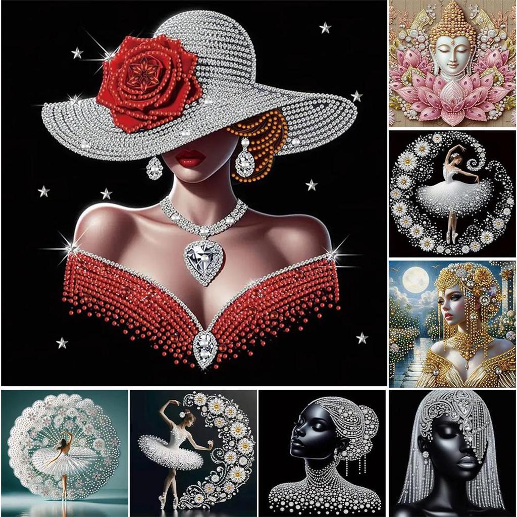 5D DIY Partial Special Shaped Drill Diamond Painting Kit Lady Decoration