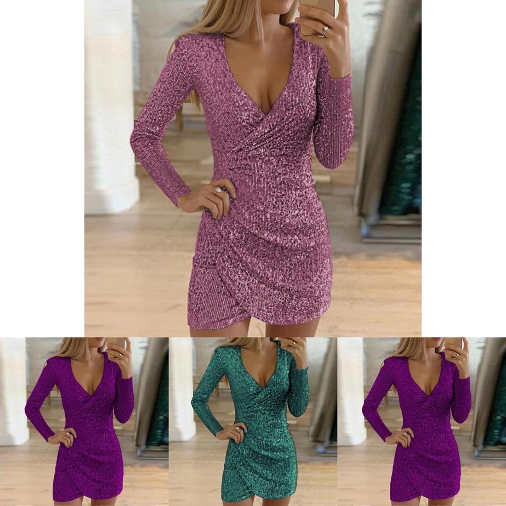 Elegant Women Sequin Christmas Bodycon Dress For Evening Parties And Events