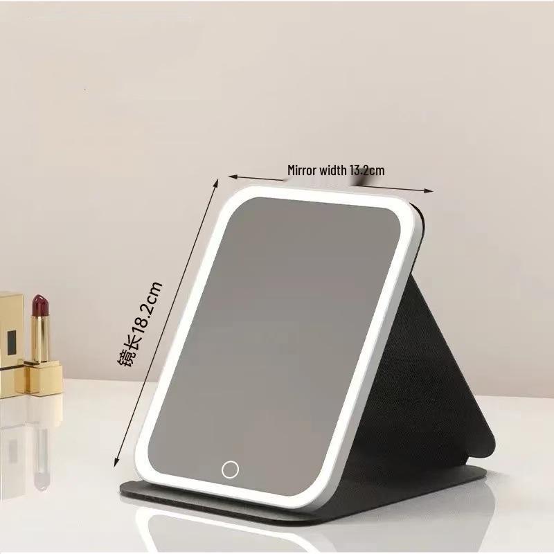 Portable Lighted Folding Makeup Mirror for Desk & Travel
