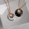 [MELODY] [Melody Accessories] Made in Japan Three Open Moon Long Pendant (OP-128) Long Necklace Type A Gold Color x Black