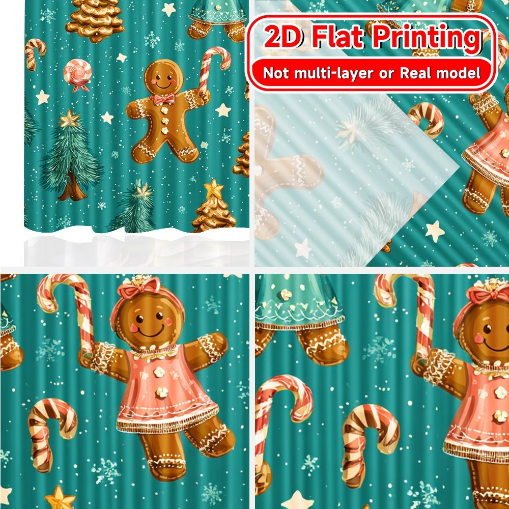 2D Flat Printing  2pcs Gingerbread Joy Chic Chic Curtains Semi-Sheer Curtains Decorations Inside Decorative for Bedroom   Living