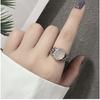 Imitation White Chalcedony Retro Ring Female Thai Silver Versatile Personality Literary and Artistic Fan
