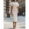 2026 Elegantes Etuikleid mit Rüschenärmeln für Damen, Rundhals Figurbetontes Midi Bodycon Kleid, Formelle Büro- & Cocktailparty-Kleidung