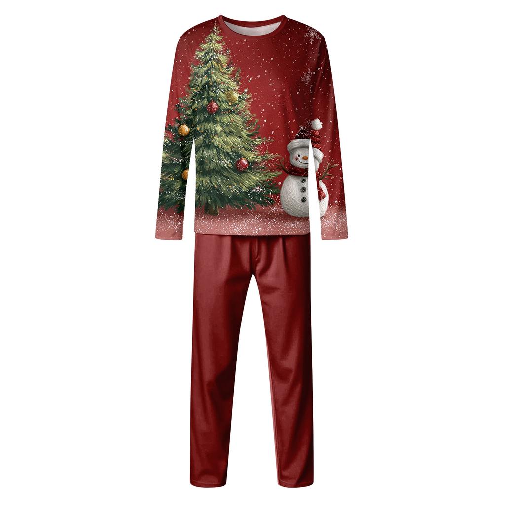 Family Matching Print Sets Pajamas Loungewear Outfits Family Matching Long Sleeve Tops+Pants Set