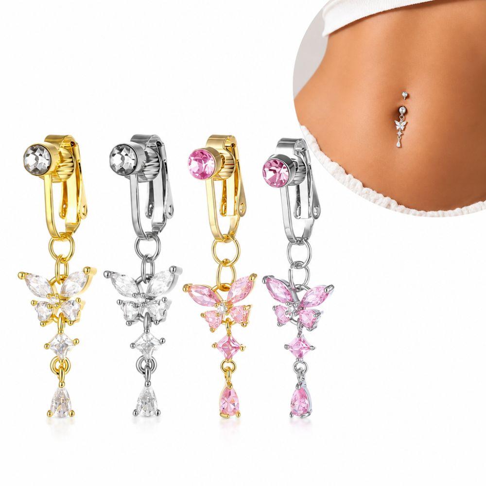 Non Piercing Clip on Belly Button Butterfly Design Navel Rings Faux Belly Piercing  Body Jewelry