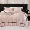 3PCS Satin Duvet Cover Set Silk White Black and Pink Bedding Comforter Cover Silky Luxury Silky Bed Set Soft for All Season