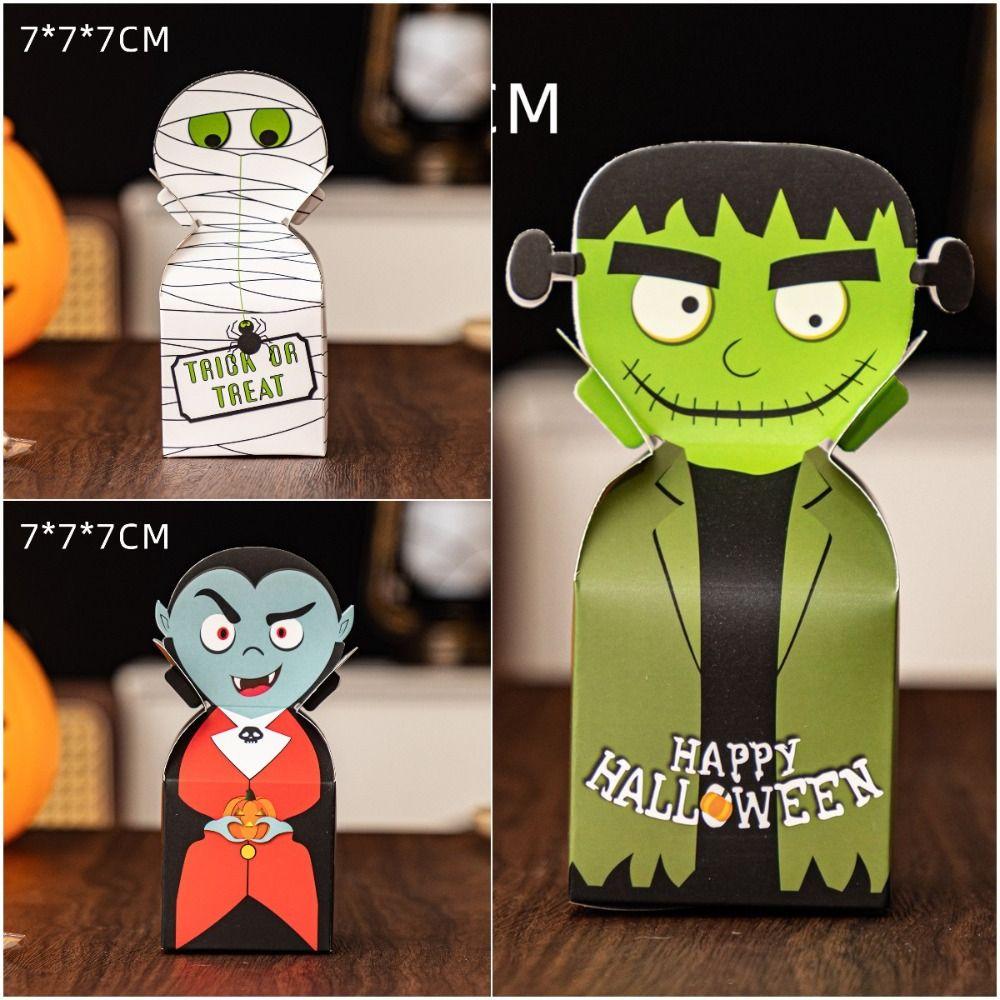10pcs/bag Easy To Assemble Biscuit Ghost Paper Box Card Paper Cake Packaging Box  Halloween Party
