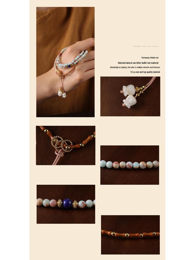 Elegant Shoushan Stone Layered Beaded Bracelet: Women's Light Luxury, Exquisite High-End National Style DIY Accessory