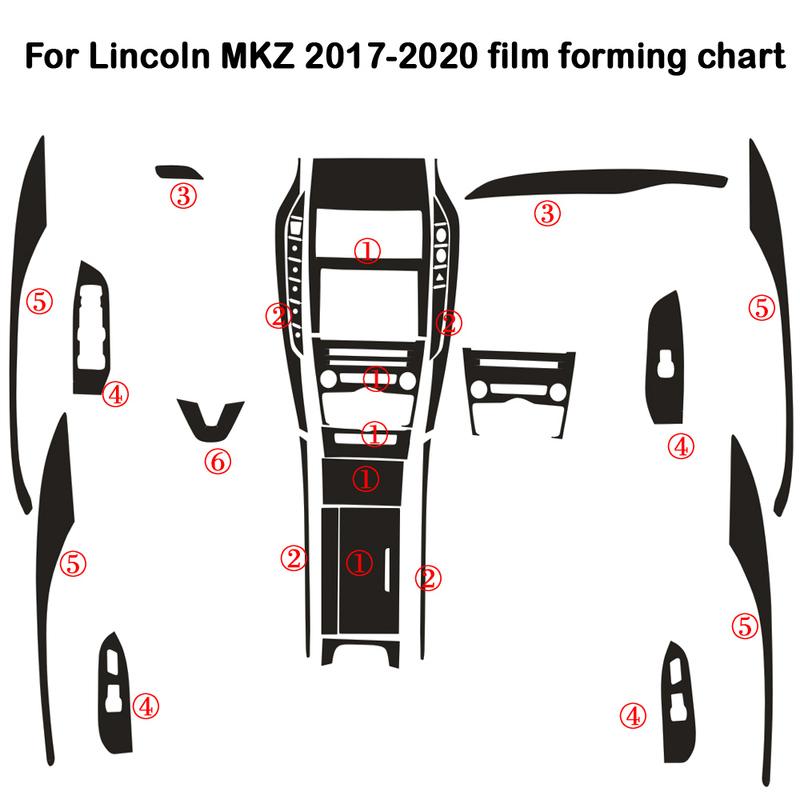 For lincoln mkz 2017- Interior Central Control Panel Door Handle 3D/5DCarbon Fiber Stickers Decals Car styling Accessorie